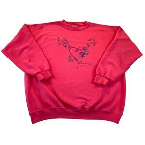 Northern Reflections Sweatshirt Vintage Pink Heart Flowers L